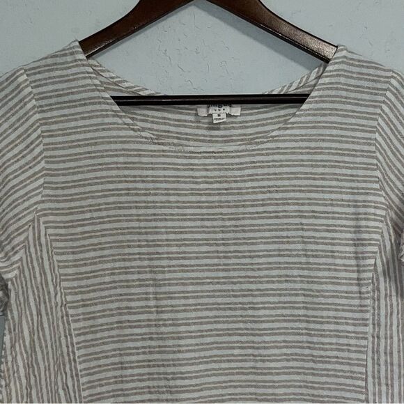 Women's Urge Tan Striped Short Sleeve Dress - Picture 3 of 10